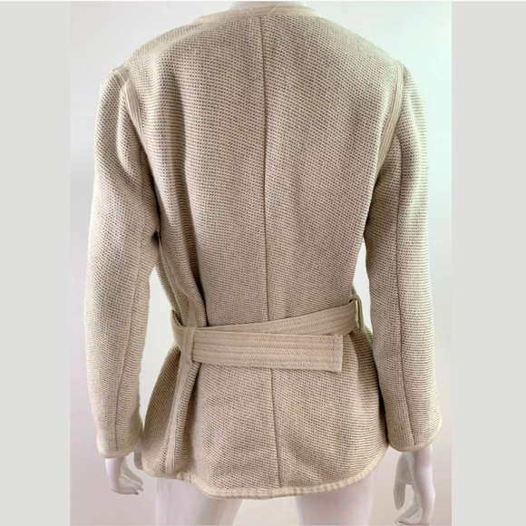 VINCE ivory tweed wrap trench jacket - Picture 3 of 6